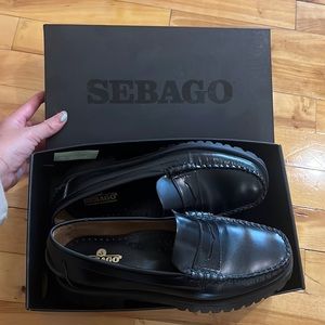 Sebago black Dan lug loafers in black